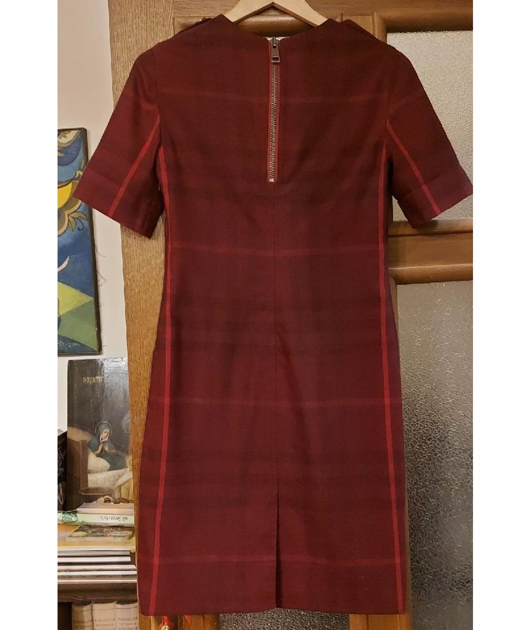BURBERRY Бордовое шерстяное повседневное платье, фото 2
