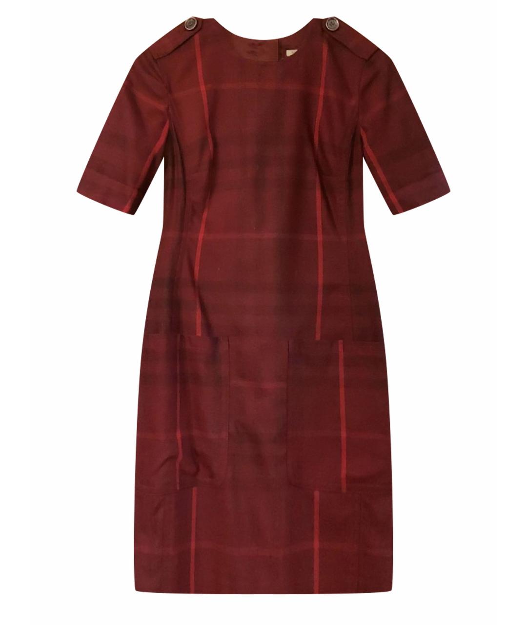 BURBERRY Бордовое шерстяное повседневное платье, фото 1