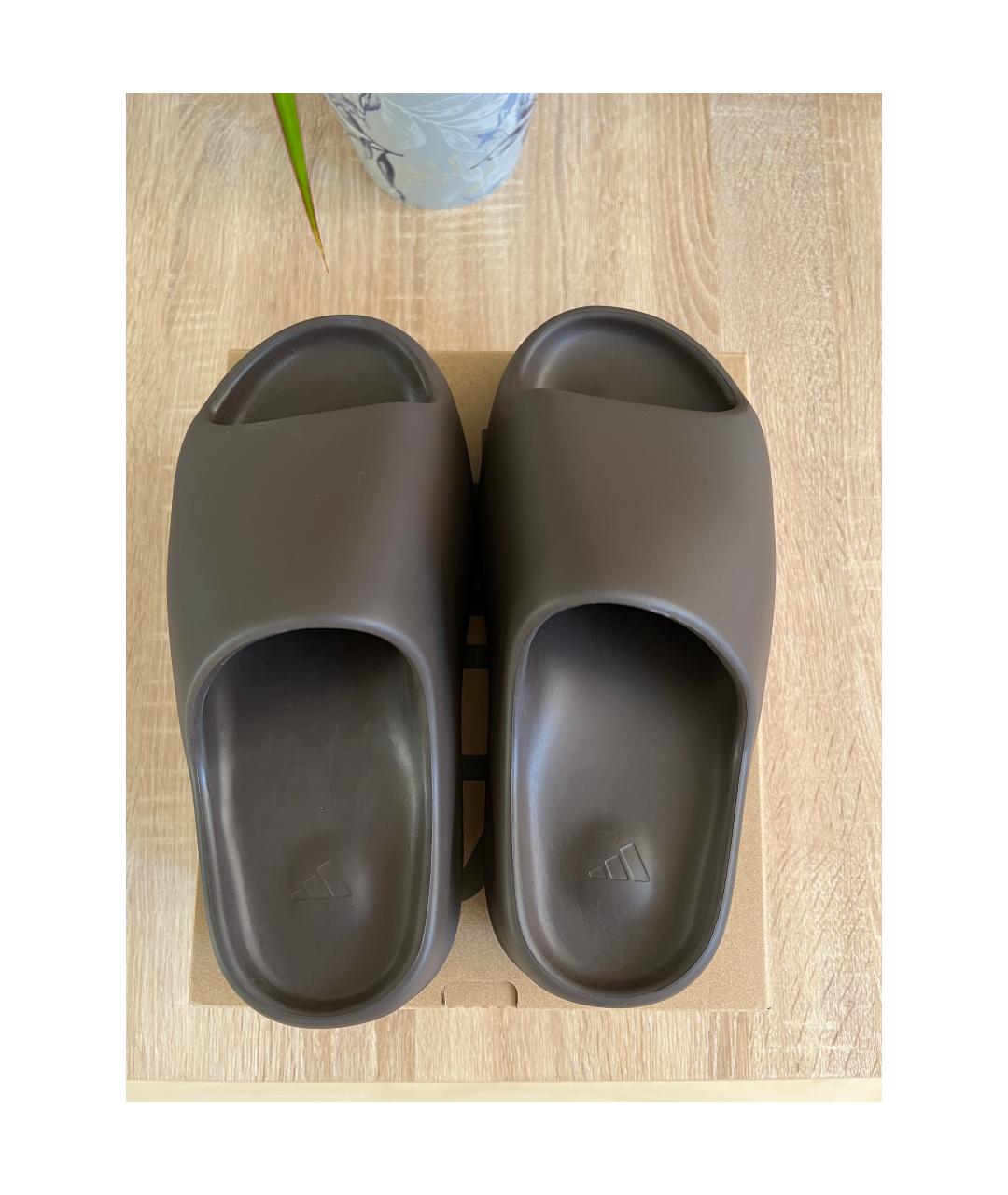 ADIDAS YEEZY Коричневые резиновые шлепанцы, фото 5