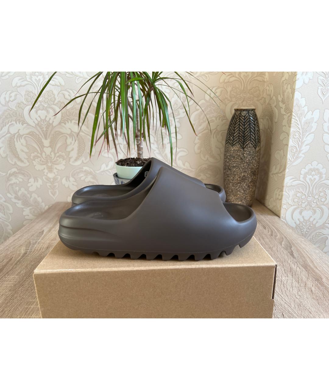 ADIDAS YEEZY Коричневые резиновые шлепанцы, фото 2