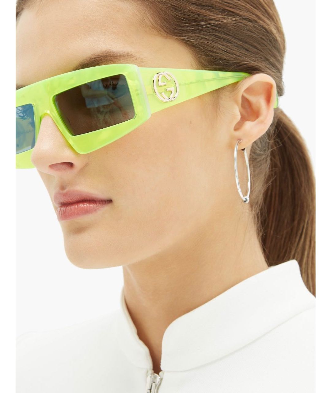 GUCCI Салатовые пластиковые солнцезащитные очки, фото 6