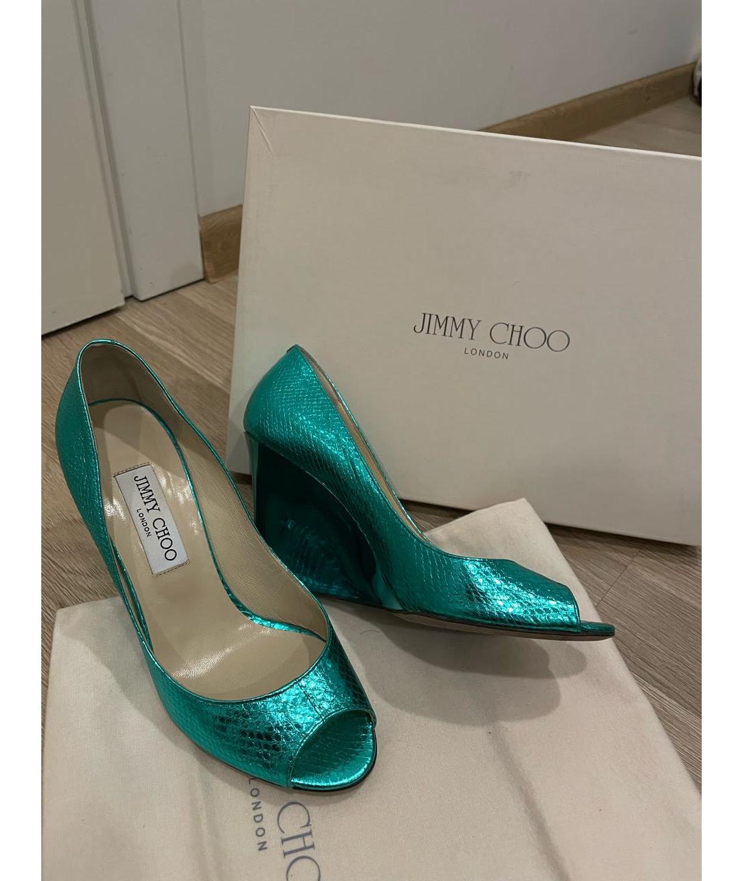 JIMMY CHOO Бирюзовые туфли из экзотической кожи, фото 7