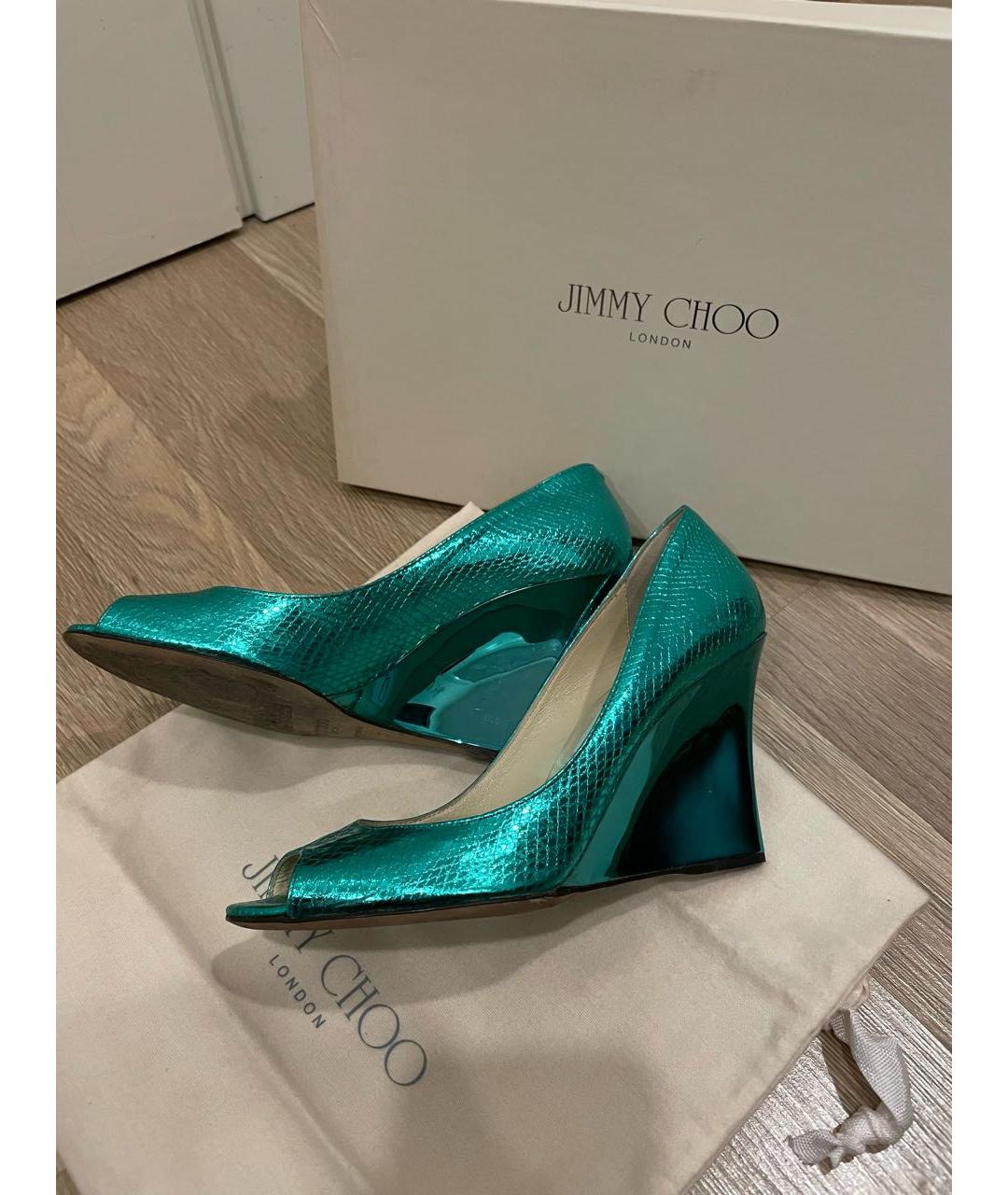 JIMMY CHOO Бирюзовые туфли из экзотической кожи, фото 8