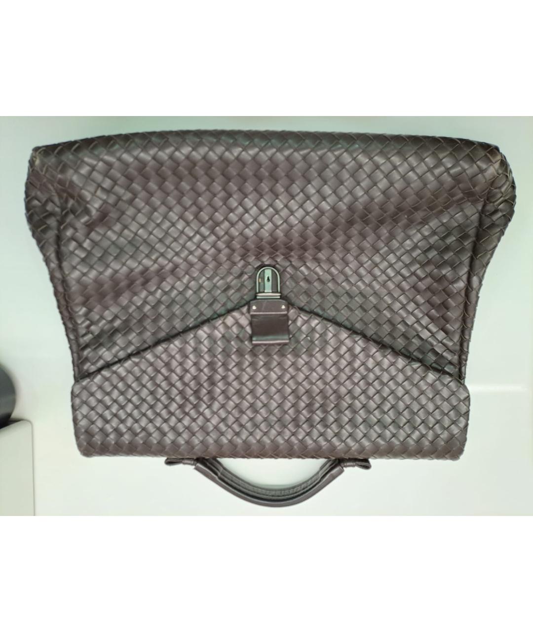 BOTTEGA VENETA Коричневый кожаный портфель, фото 9