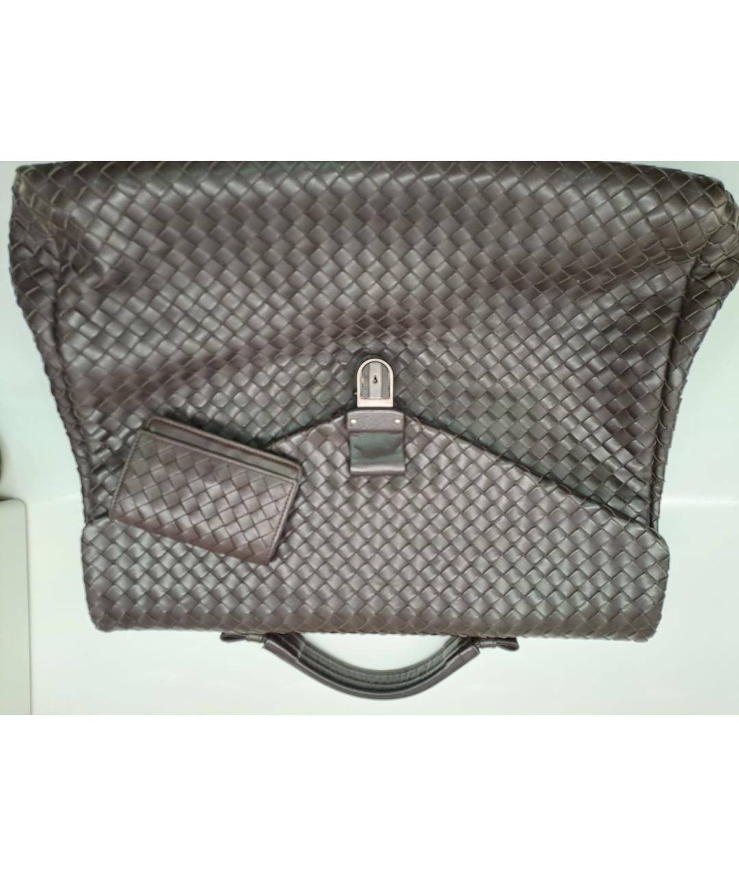 BOTTEGA VENETA Коричневый кожаный портфель, фото 2
