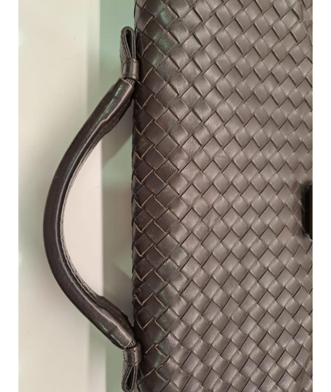 BOTTEGA VENETA Коричневый кожаный портфель, фото 4