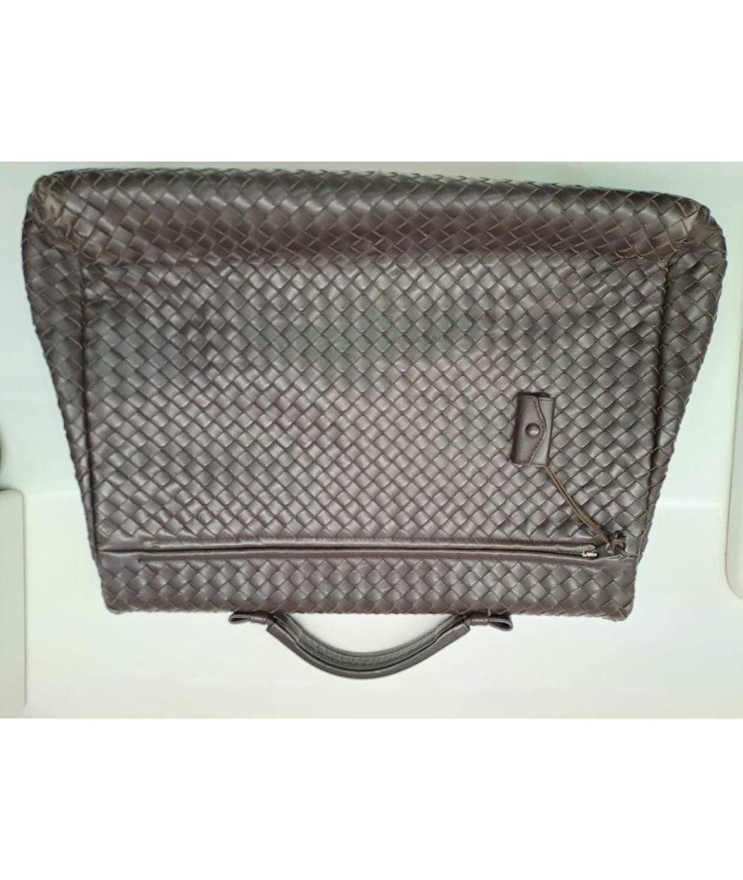 BOTTEGA VENETA Коричневый кожаный портфель, фото 3