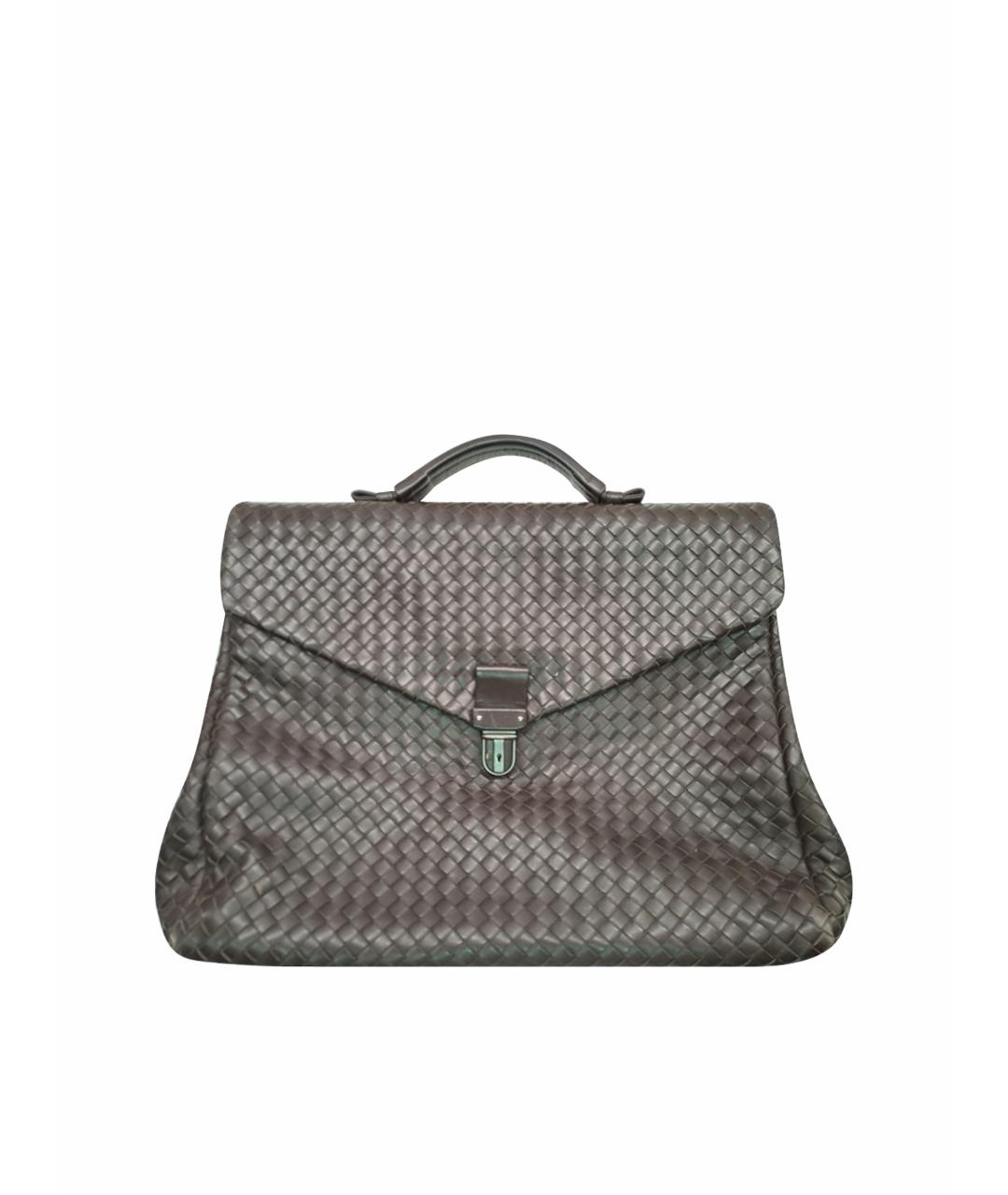 BOTTEGA VENETA Коричневый кожаный портфель, фото 1