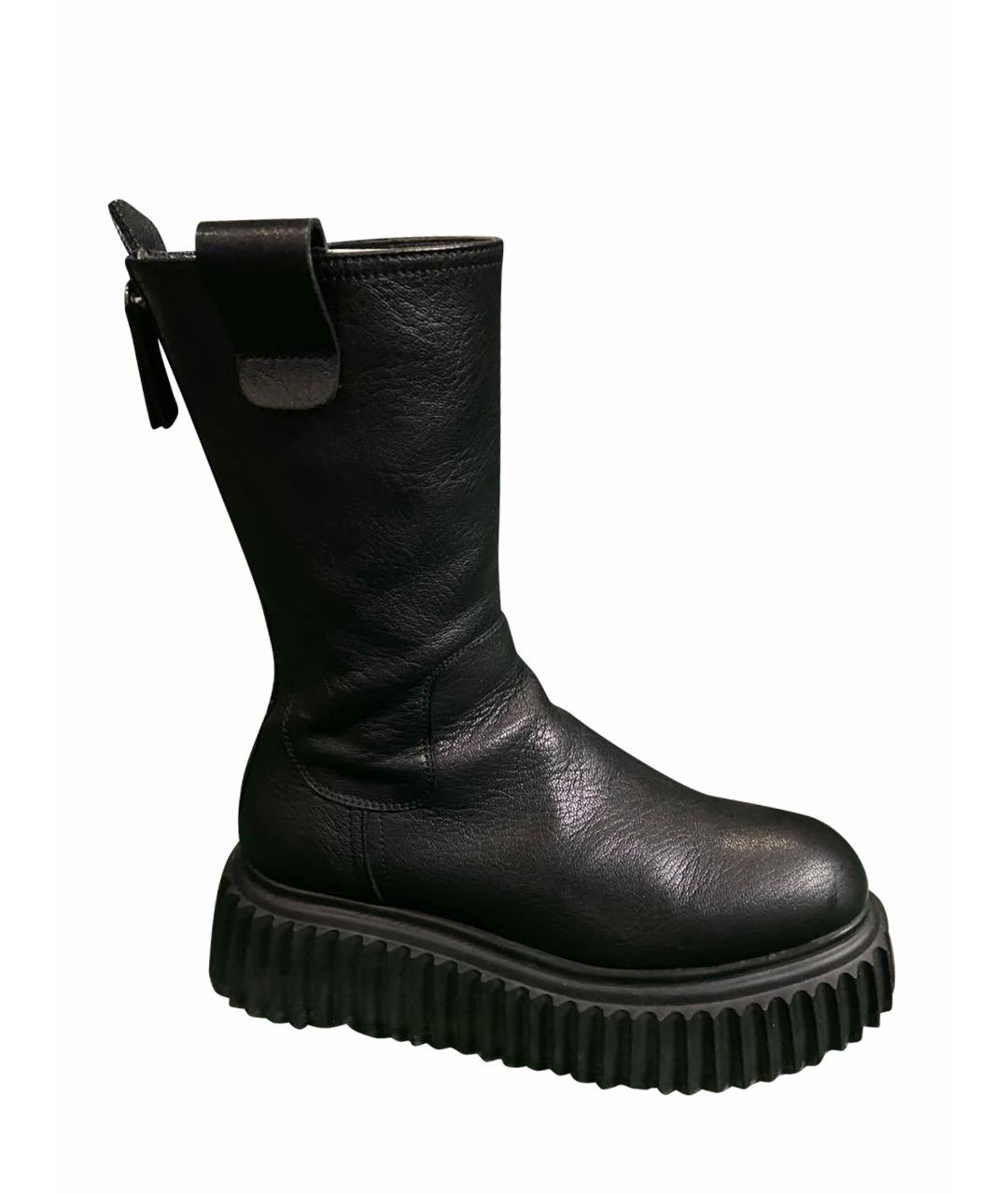 AGL Черные кожаные ботинки, фото 1