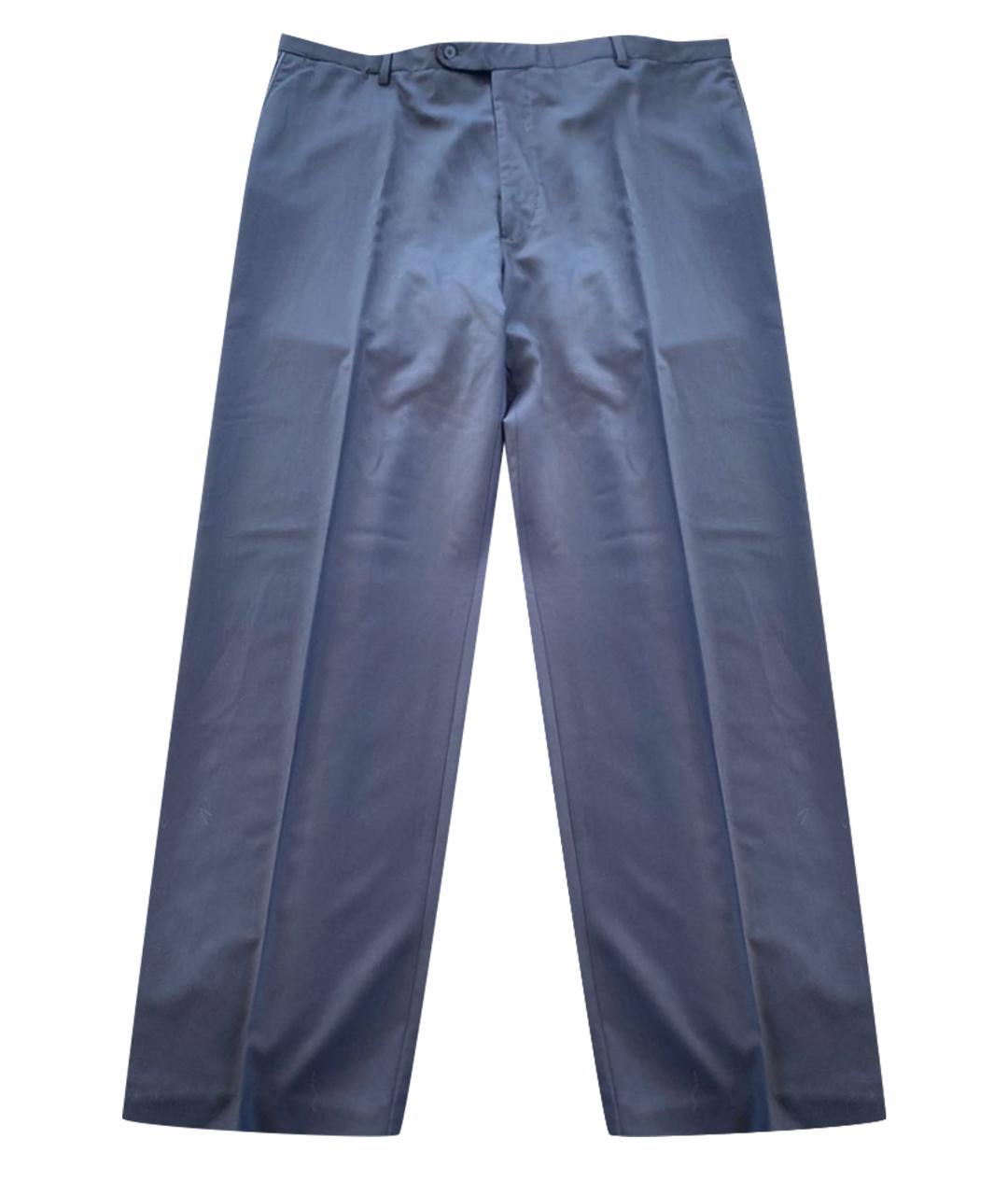 STEFANO RICCI Темно-синие шерстяные классические брюки, фото 1