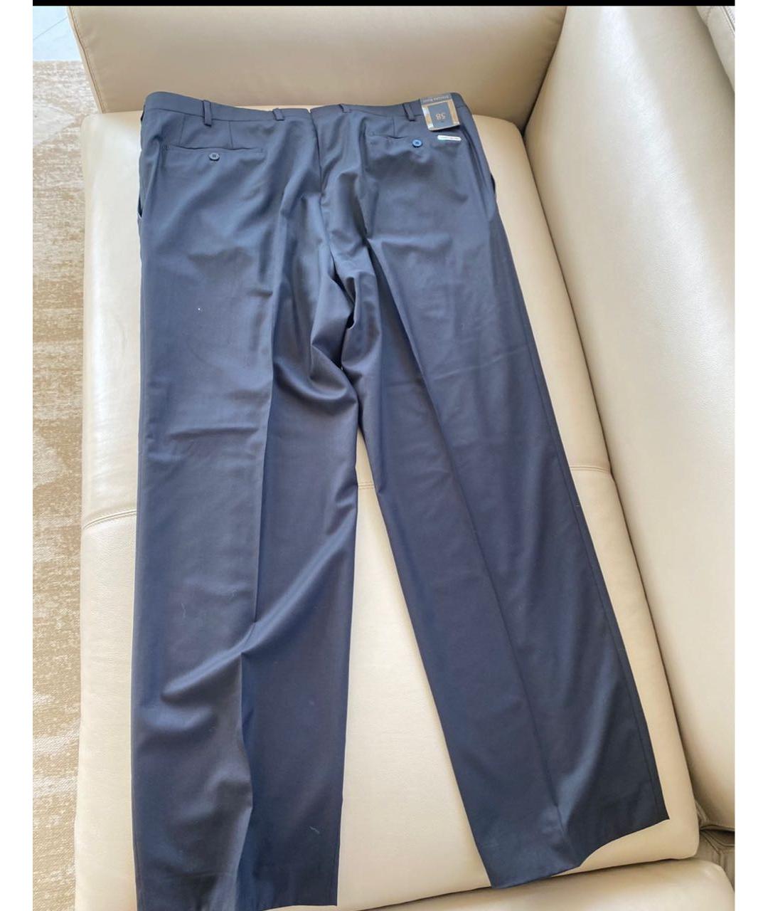 STEFANO RICCI Темно-синие шерстяные классические брюки, фото 2