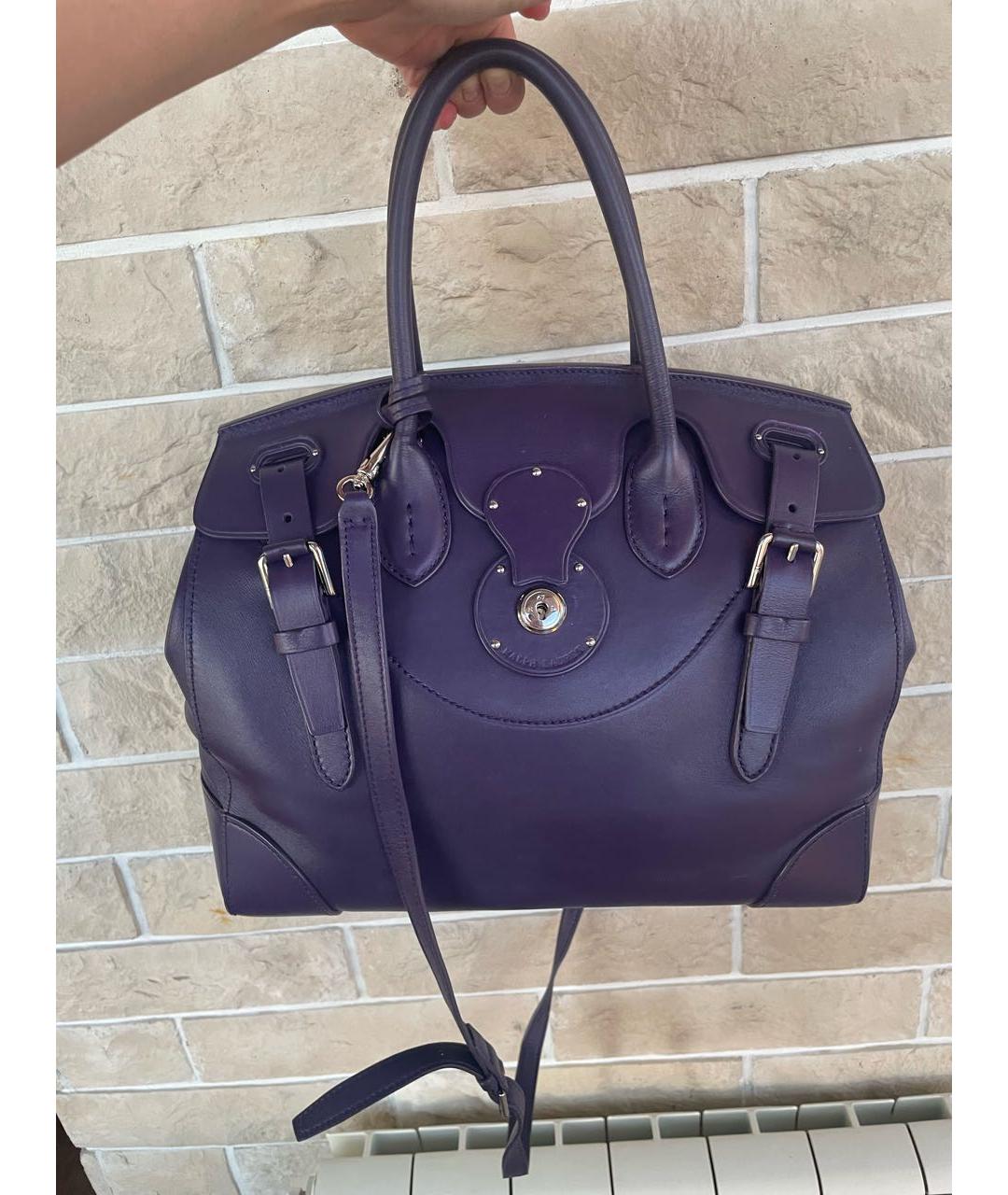 RALPH LAUREN Фиолетовая сумка с короткими ручками из лакированной кожи, фото 5