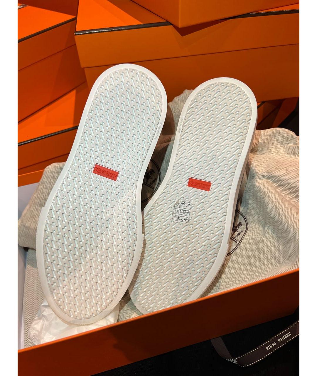 HERMES Голубые замшевые кроссовки, фото 3