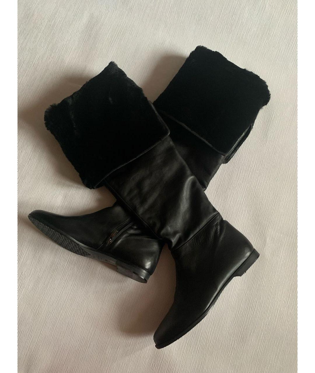 LE SILLA Черные кожаные ботфорты, фото 4