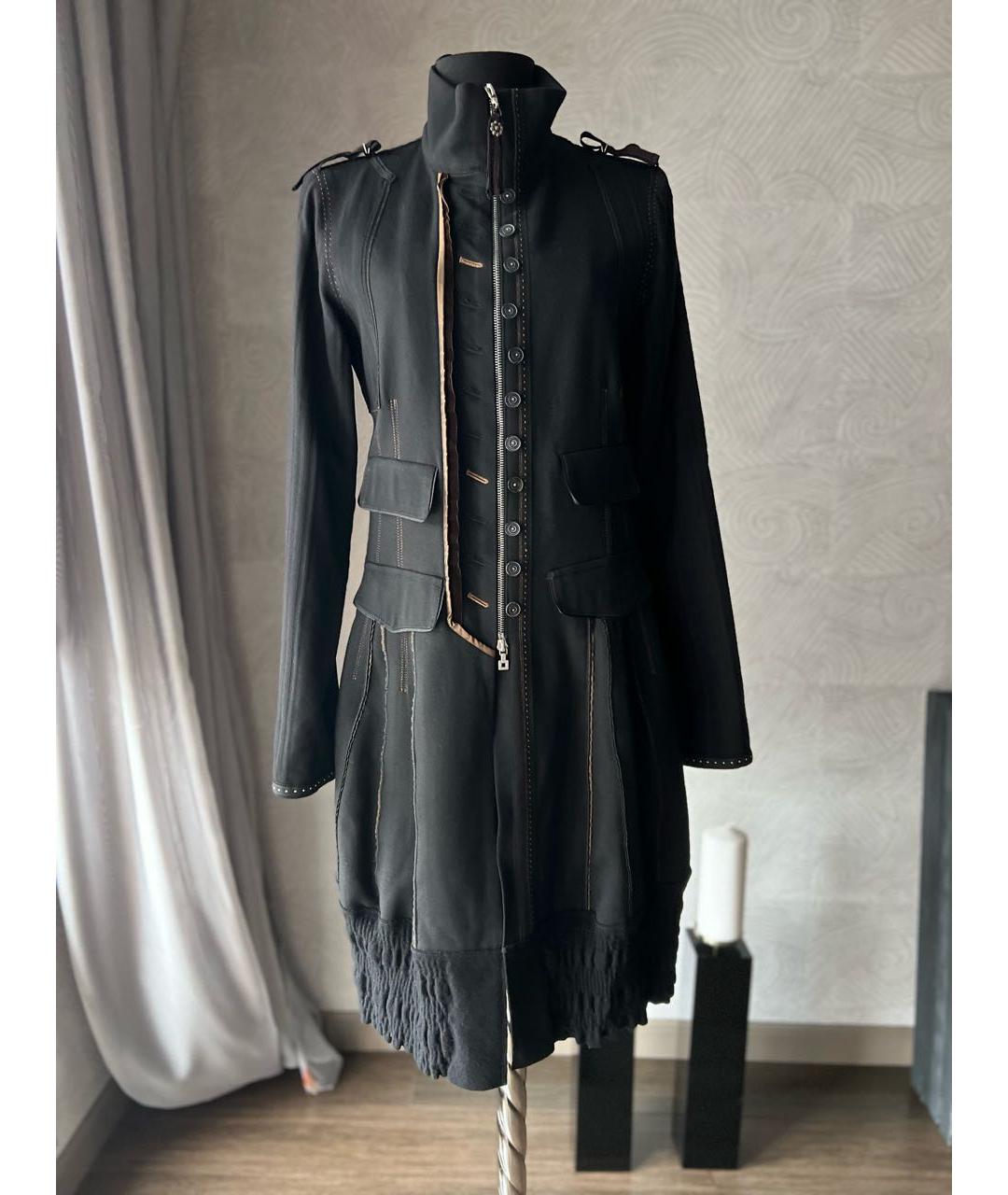 MARITHE FRANCOIS GIRBAUD Черное шерстяное пальто, фото 5