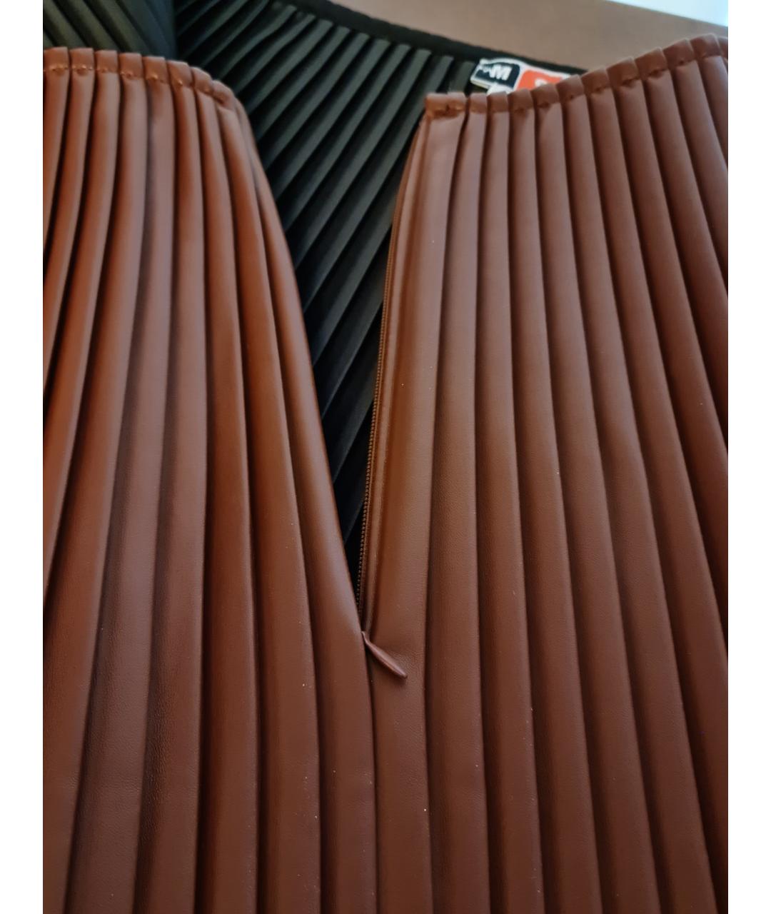 MSGM Коричневая полиуретановая юбка мини, фото 3