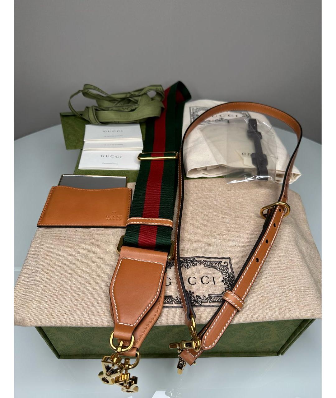 GUCCI Коричневая кожаная сумка с короткими ручками, фото 5