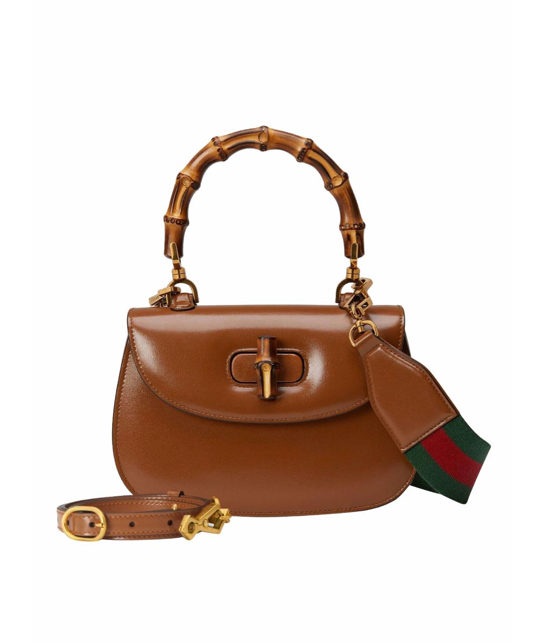 GUCCI Коричневая кожаная сумка с короткими ручками, фото 1