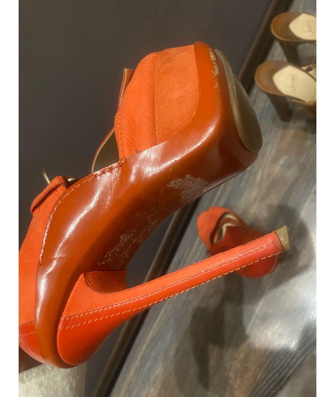 JIMMY CHOO Оранжевое кожаные туфли, фото 3