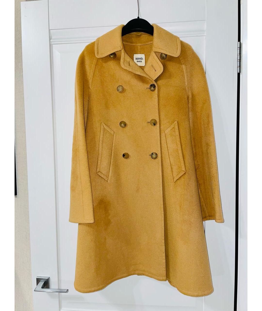 HERMES PRE-OWNED Горчичное кашемировое пальто, фото 8