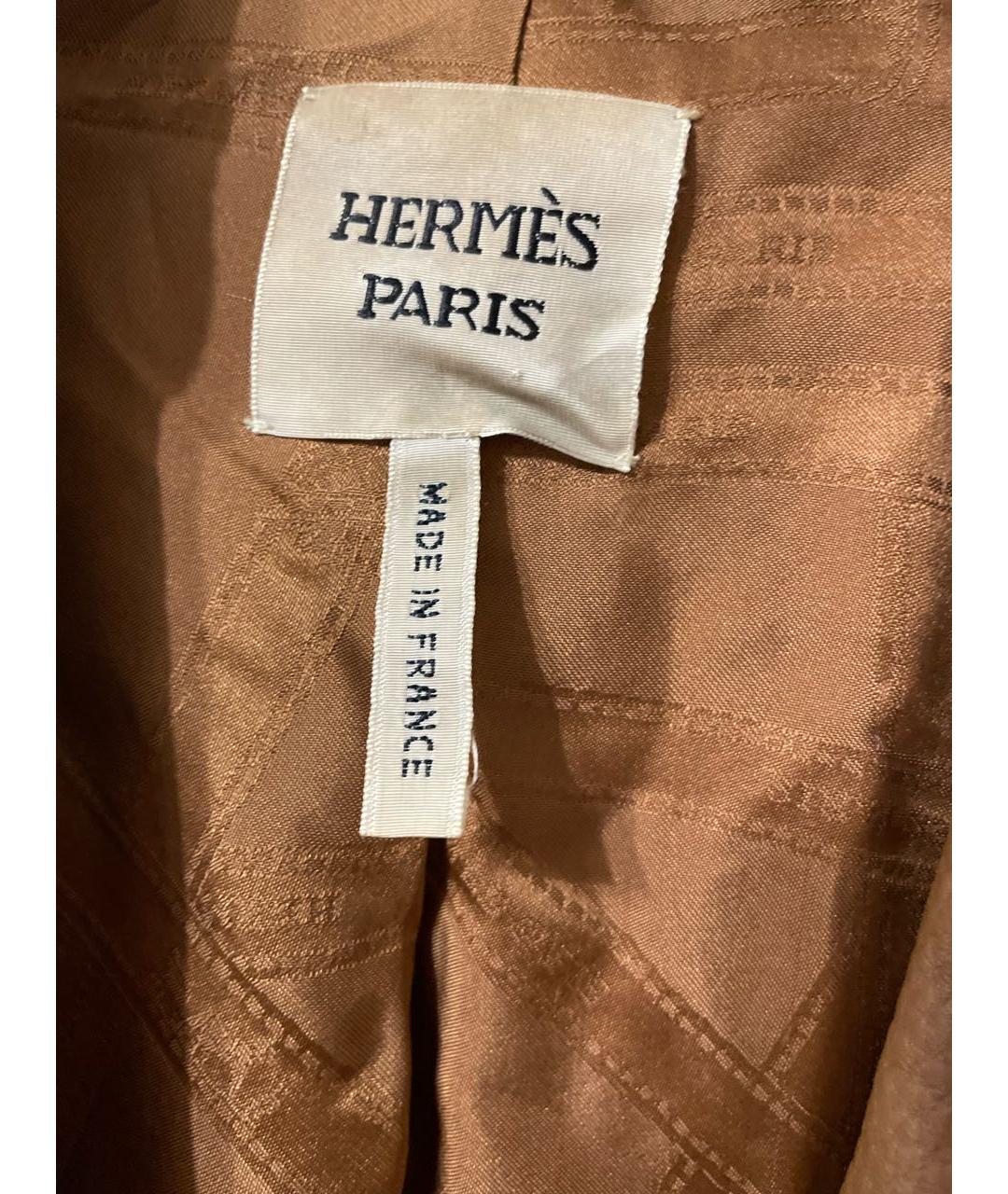 HERMES PRE-OWNED Горчичное кашемировое пальто, фото 5