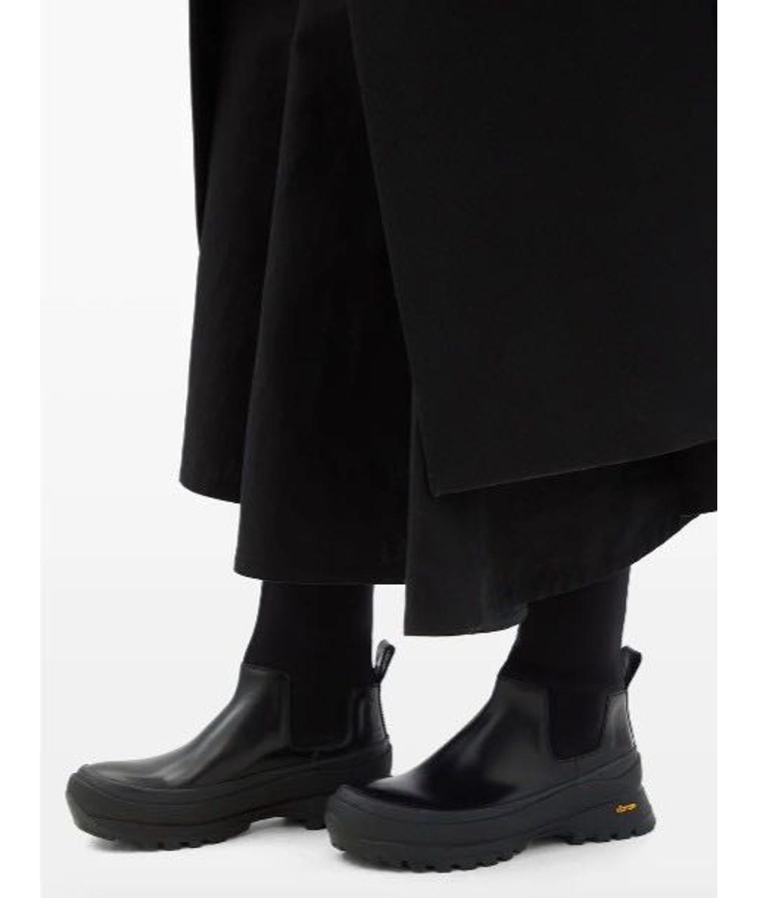 JIL SANDER Черные кожаные ботфорты, фото 5