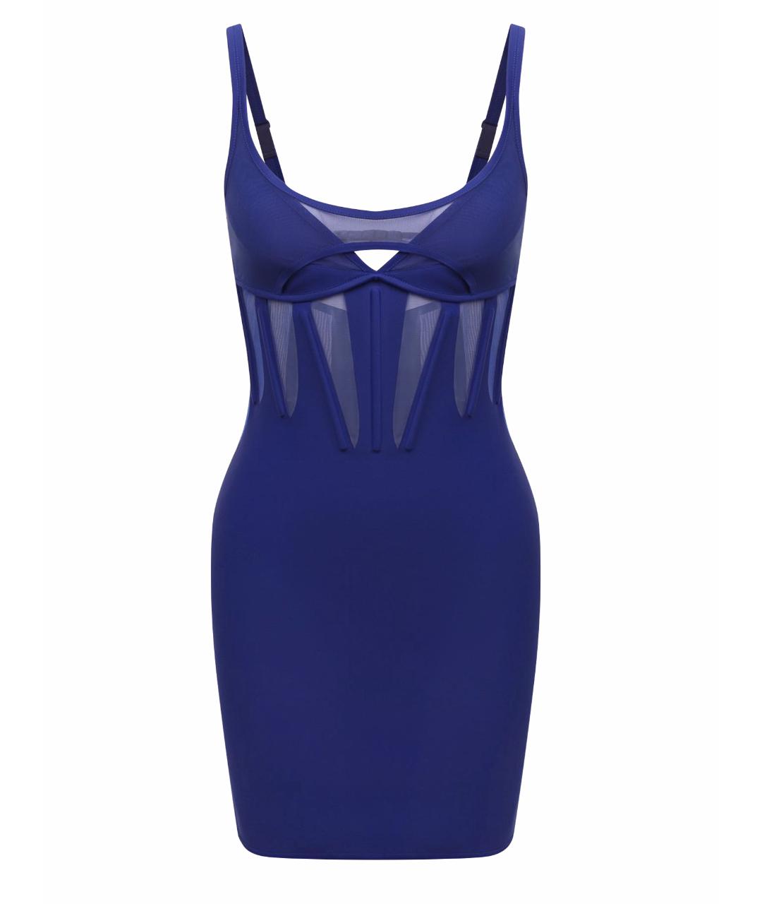MUGLER Синее полиэстеровое вечернее платье, фото 1