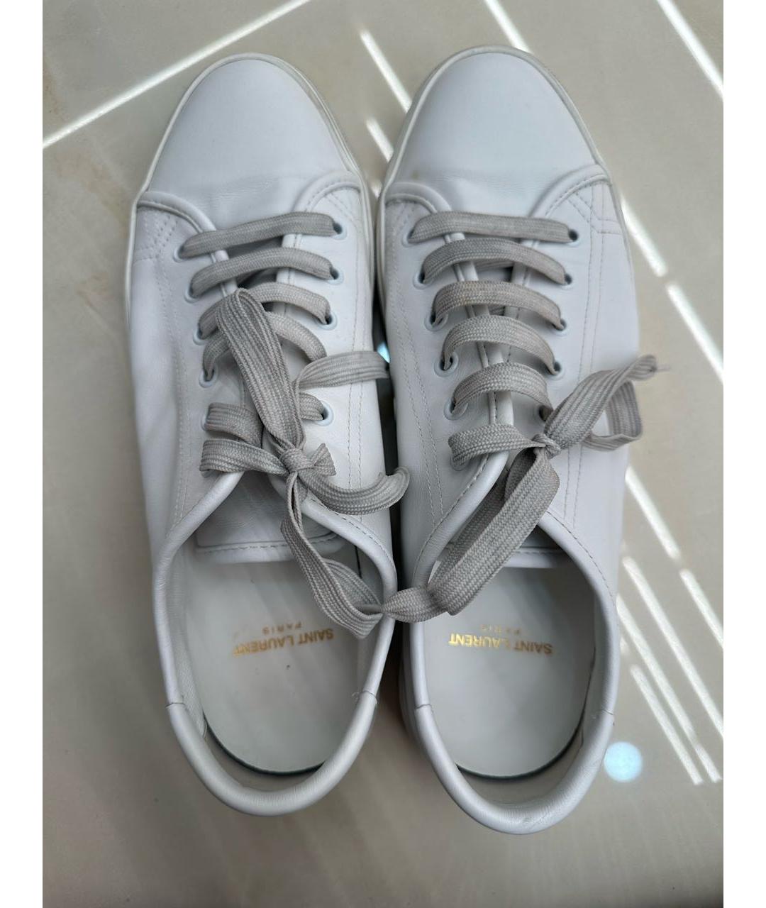 SAINT LAURENT Белые кожаные низкие кроссовки / кеды, фото 3