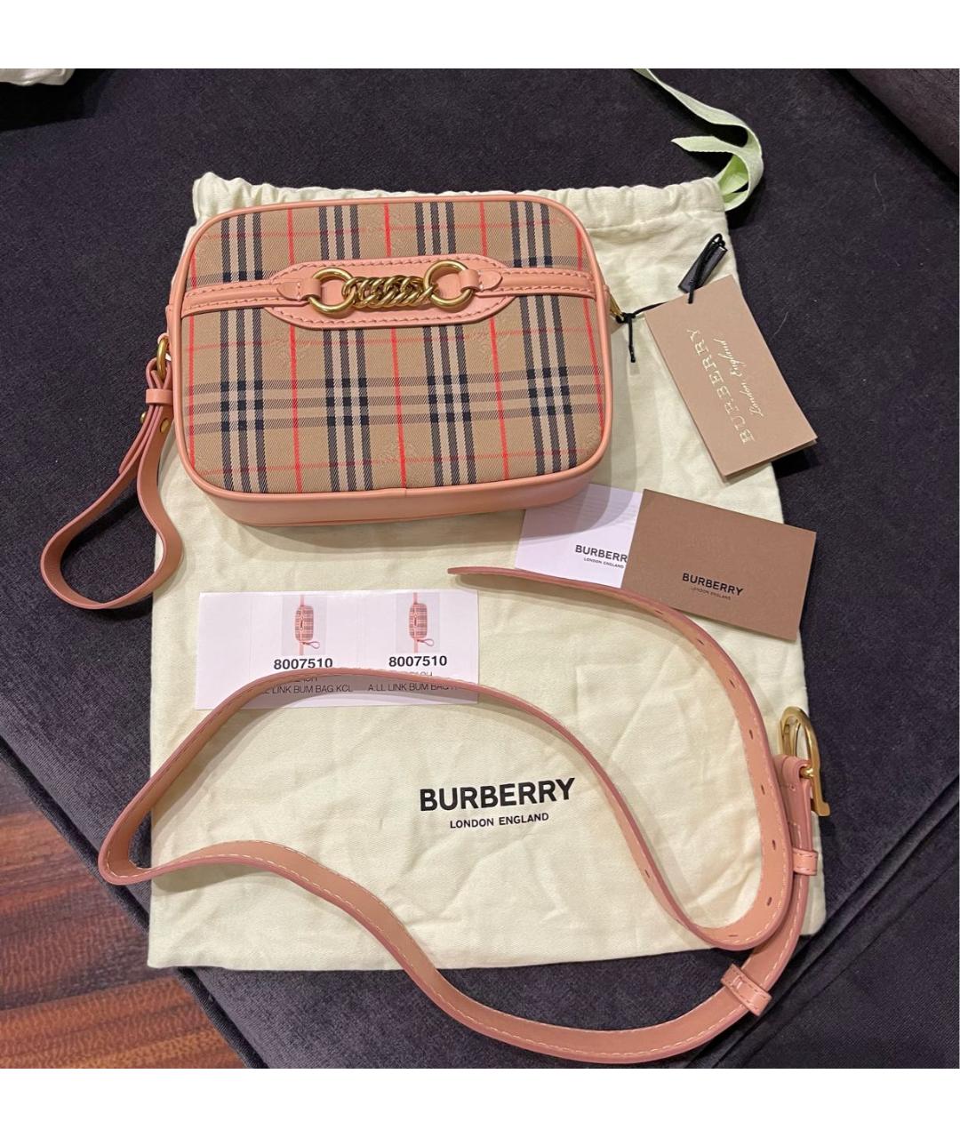 BURBERRY Розовая кожаная поясная сумка, фото 3