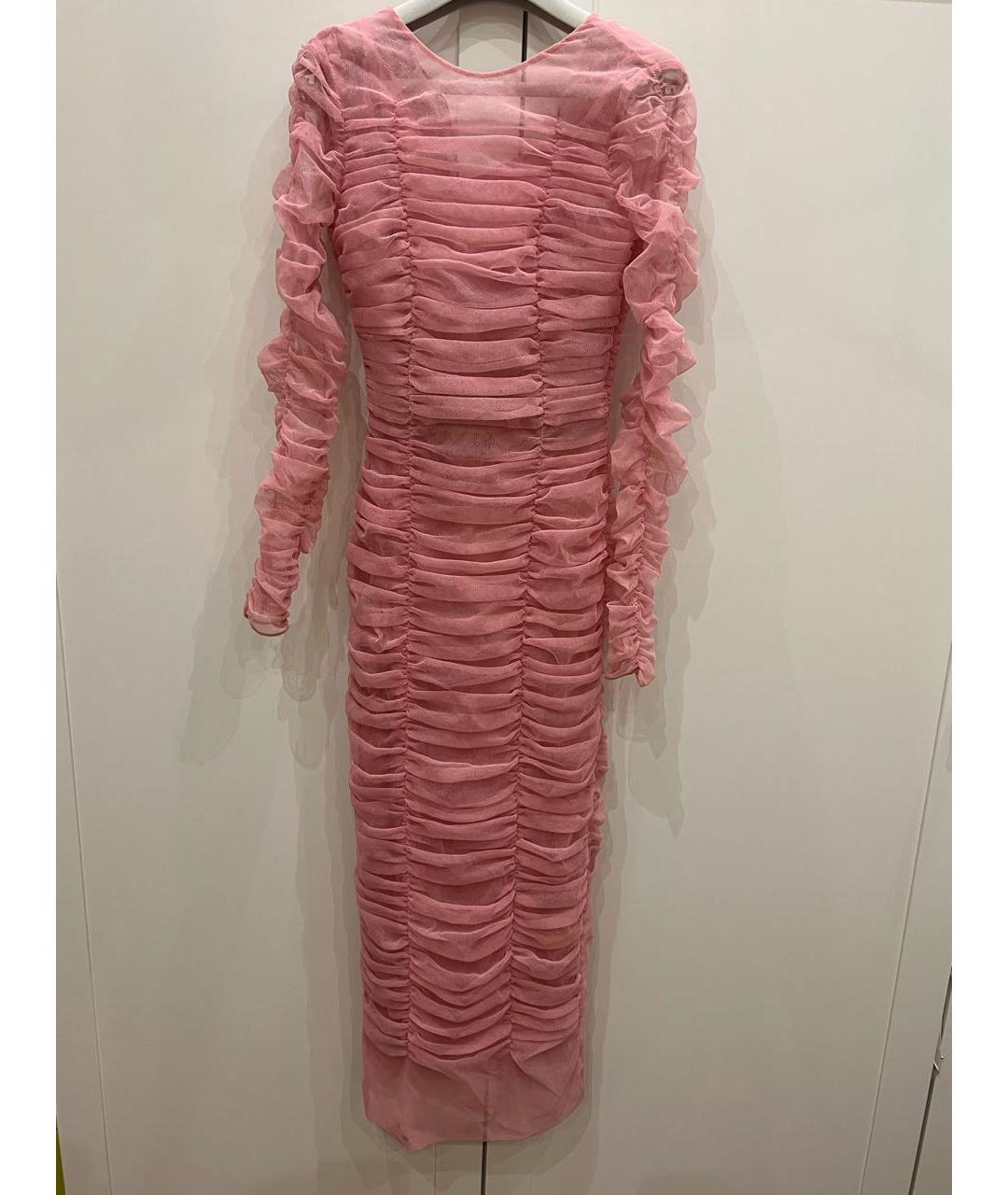 DOLCE&GABBANA Розовое шелковое коктейльное платье, фото 7
