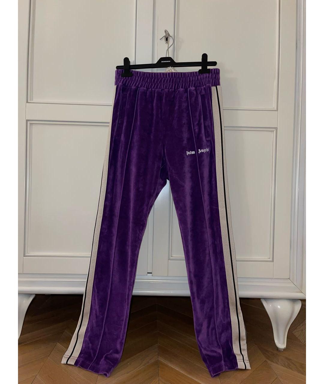PALM ANGELS Фиолетовые бархатные брюки широкие, фото 8