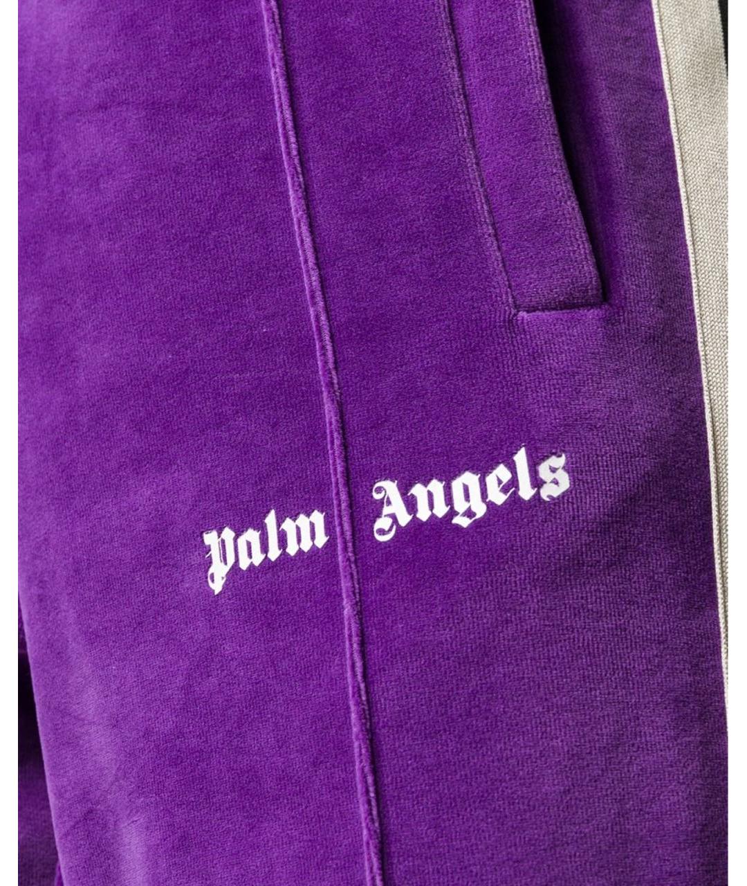 PALM ANGELS Фиолетовые бархатные брюки широкие, фото 7
