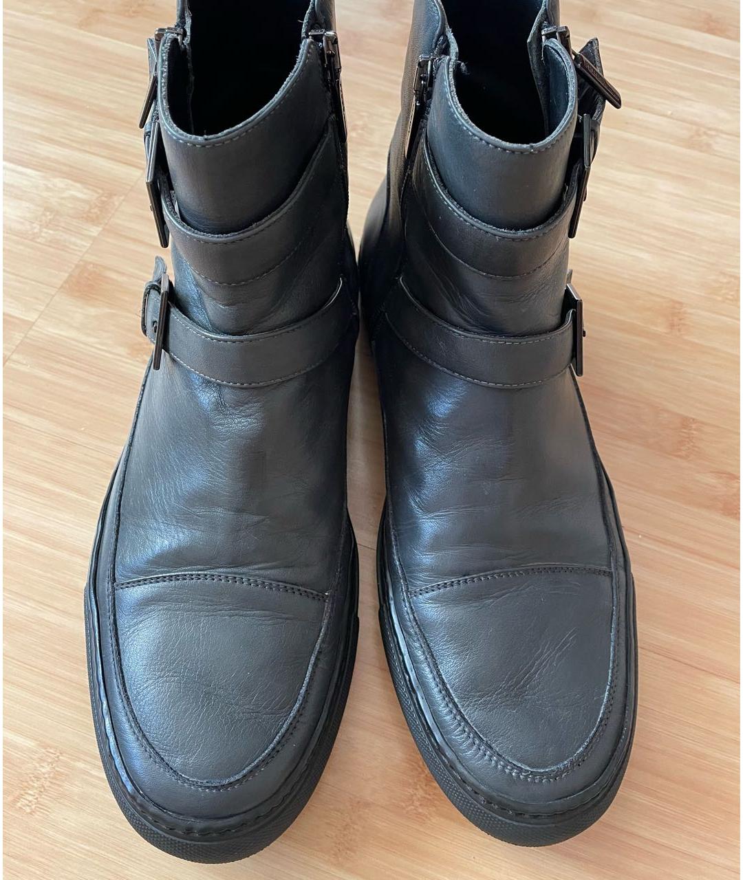 GIANFRANCO FERRE Антрацитовые кожаные низкие ботинки, фото 2