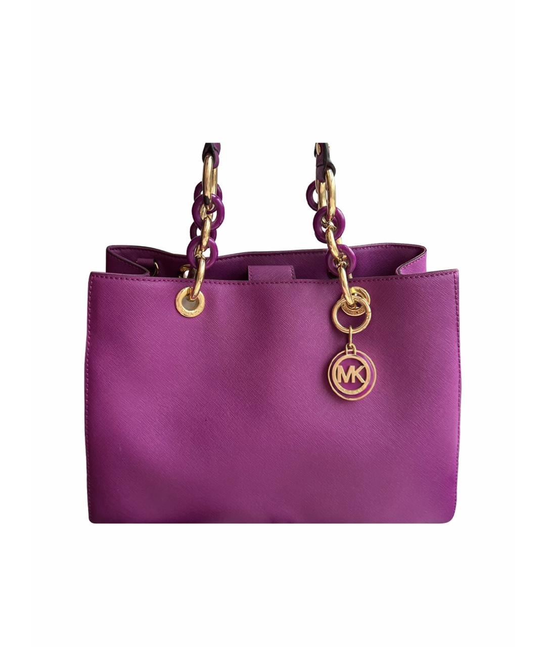 MICHAEL KORS Фиолетовая кожаная сумка тоут, фото 1