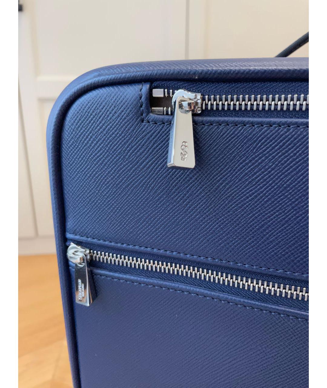 SERAPIAN Темно-синий кожаный чемодан, фото 4