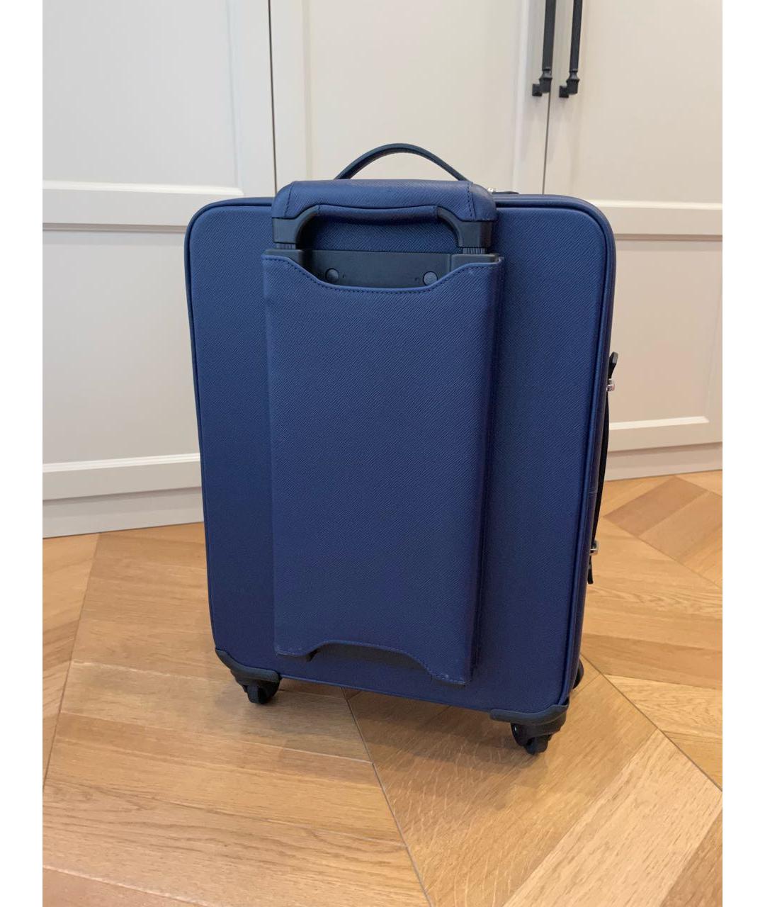 SERAPIAN Темно-синий кожаный чемодан, фото 3