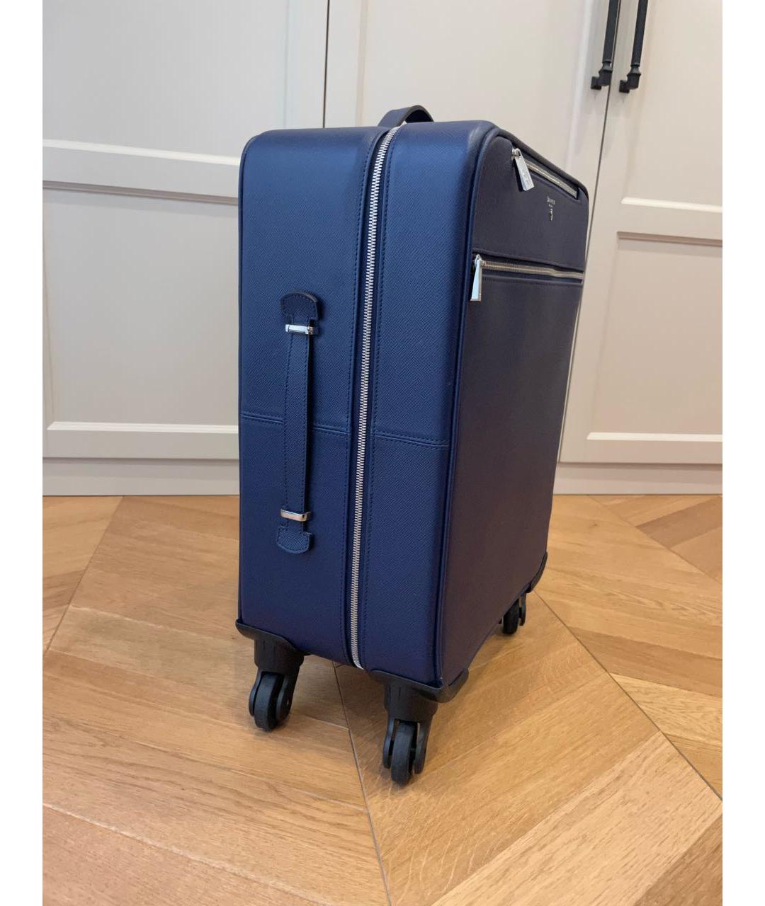 SERAPIAN Темно-синий кожаный чемодан, фото 2