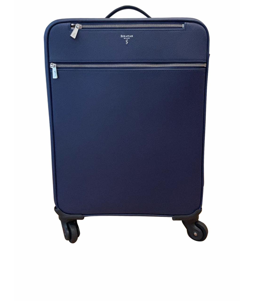 SERAPIAN Темно-синий кожаный чемодан, фото 1