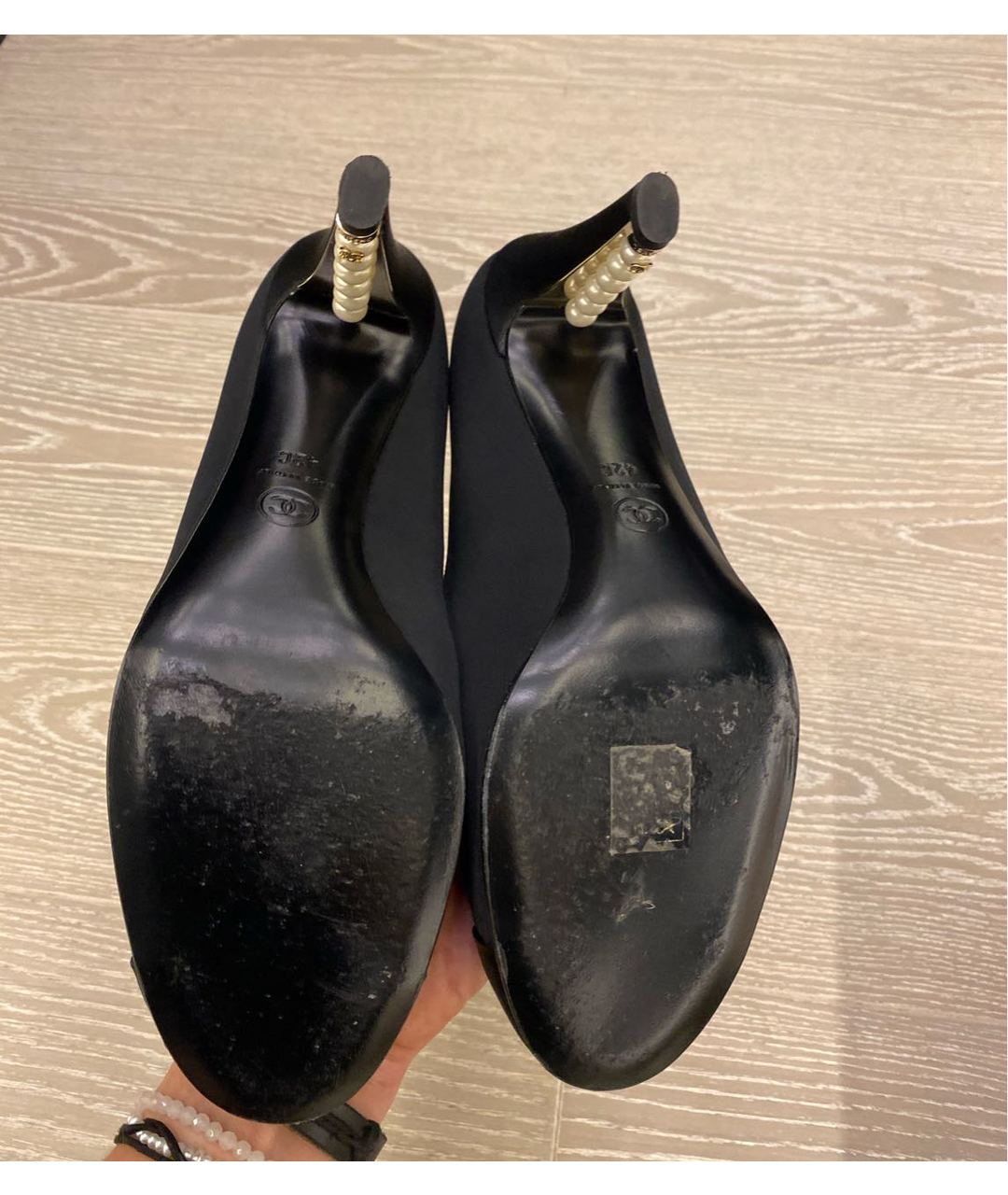 CHANEL PRE-OWNED Черные текстильные туфли, фото 4