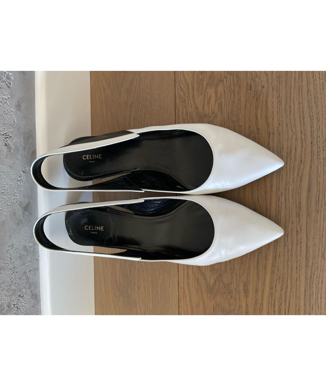 CELINE PRE-OWNED Белые кожаные лодочки на низком каблуке, фото 2