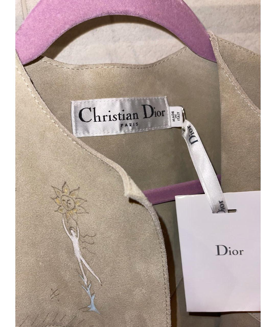 CHRISTIAN DIOR PRE-OWNED Бежевый замшевый жилет, фото 3