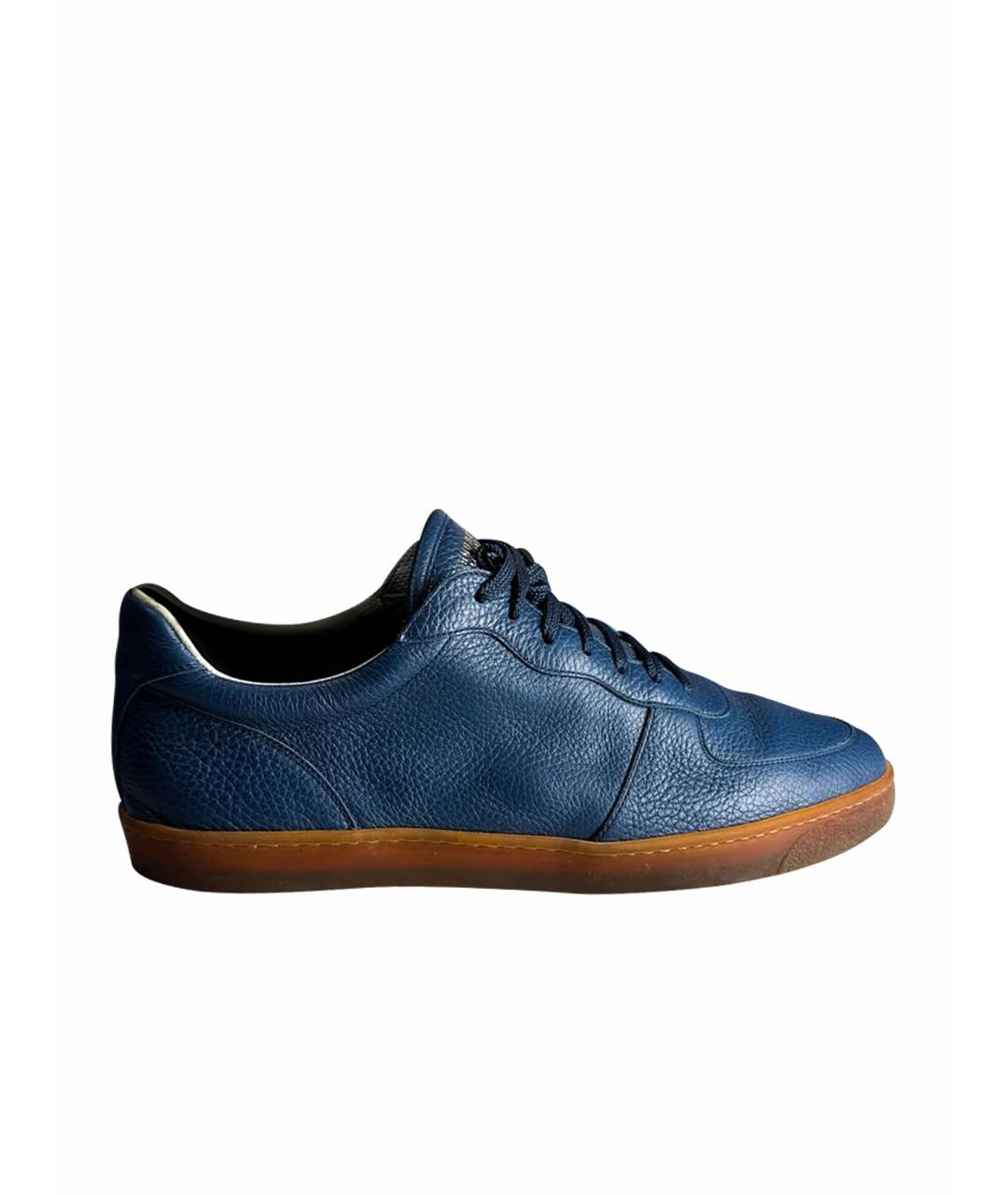 BRUNELLO CUCINELLI Синие кожаные низкие кроссовки / кеды, фото 1