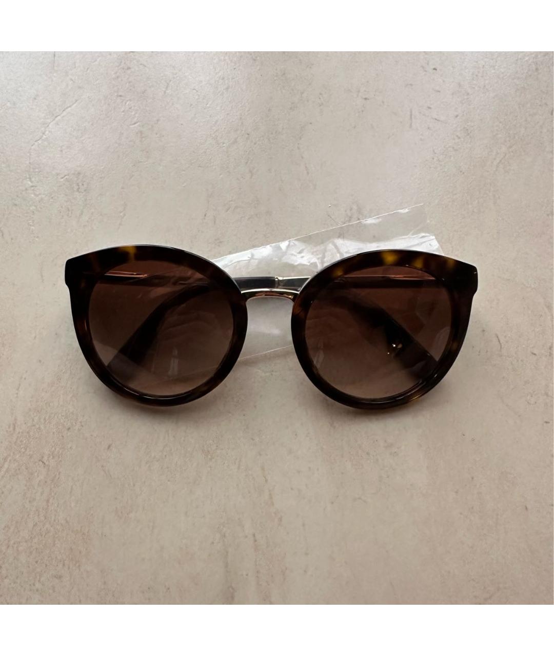 DOLCE&GABBANA Коричневые пластиковые солнцезащитные очки, фото 5