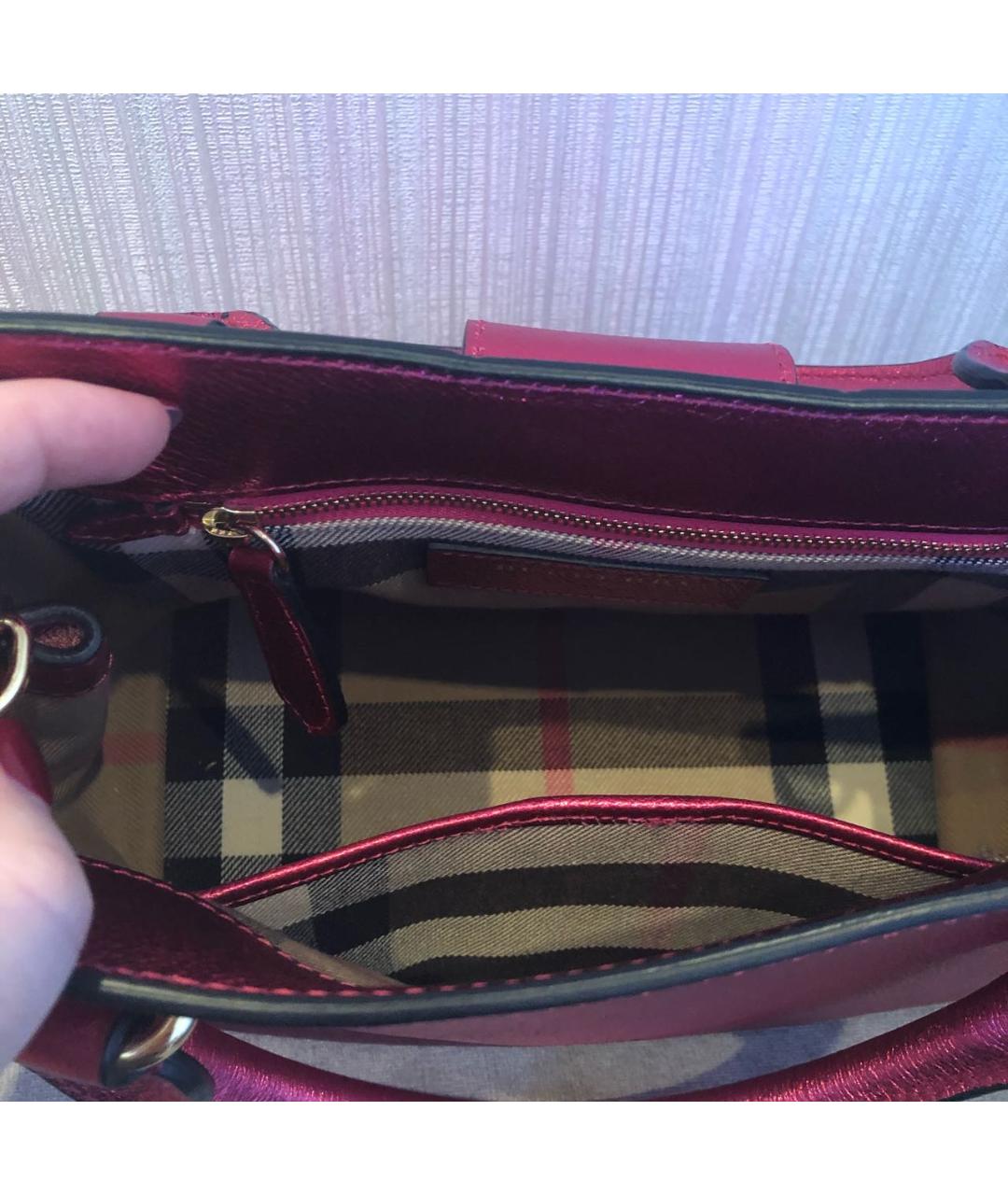 BURBERRY Фуксия кожаная сумка с короткими ручками, фото 4