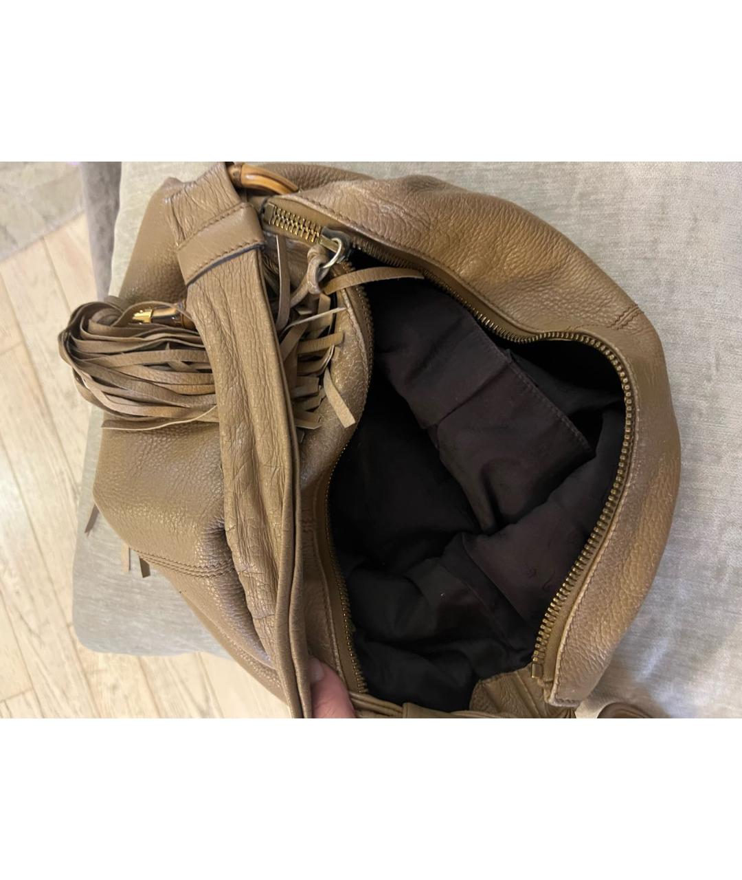 GUCCI Бежевая сумка с короткими ручками из экзотической кожи, фото 6