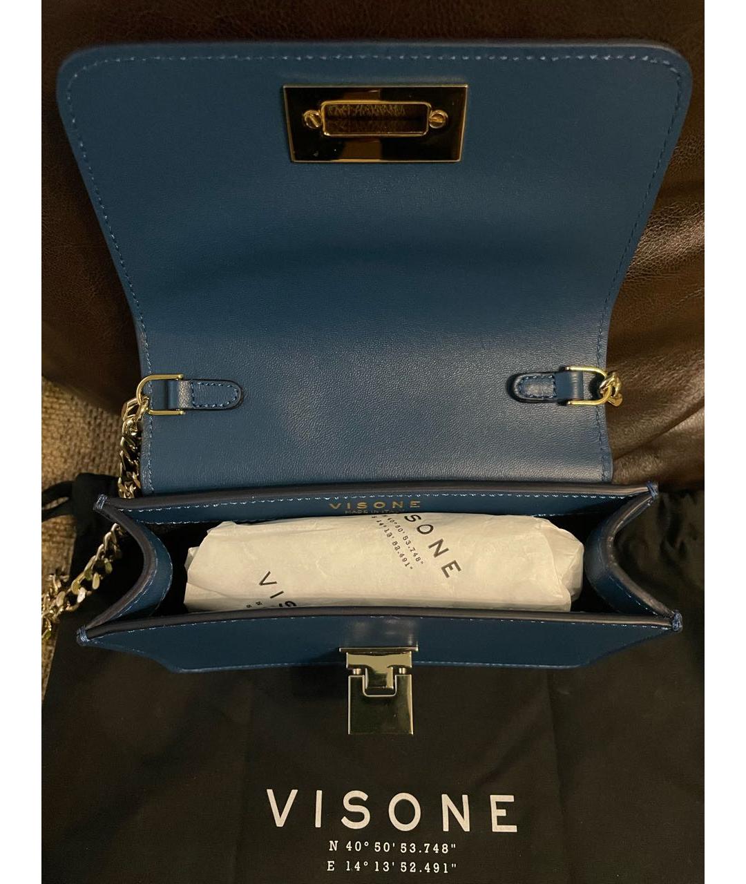 VISONE Синяя кожаная сумка через плечо, фото 5