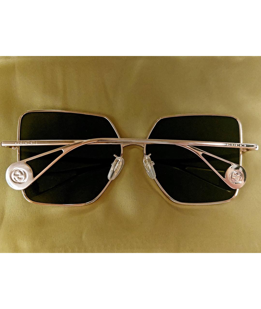 GUCCI Золотые металлические солнцезащитные очки, фото 3