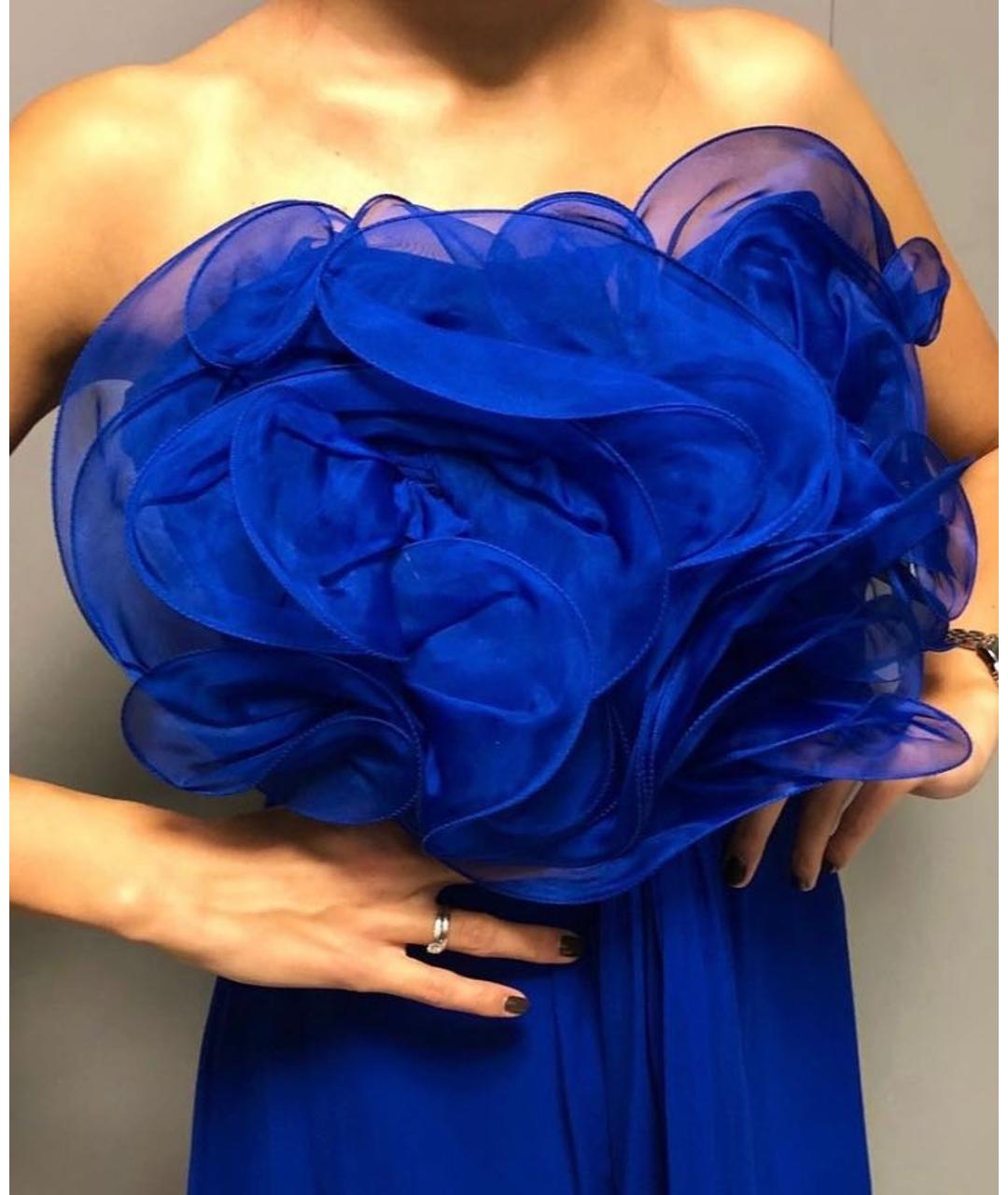 MARCHESA Синее шифоновое вечернее платье, фото 3