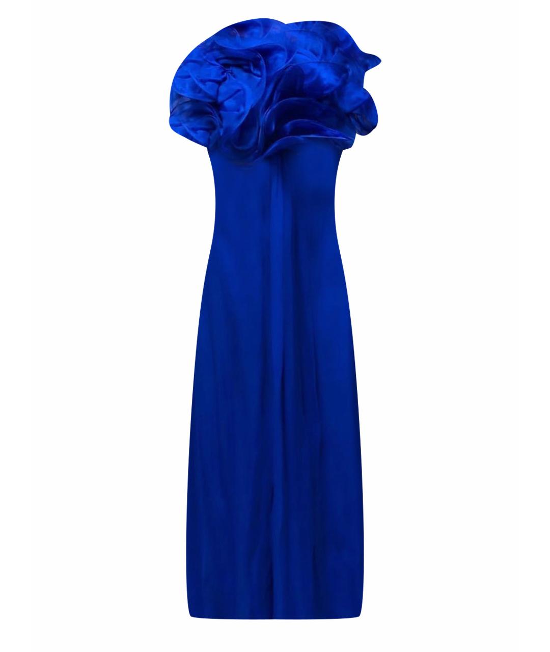 MARCHESA Синее шифоновое вечернее платье, фото 1