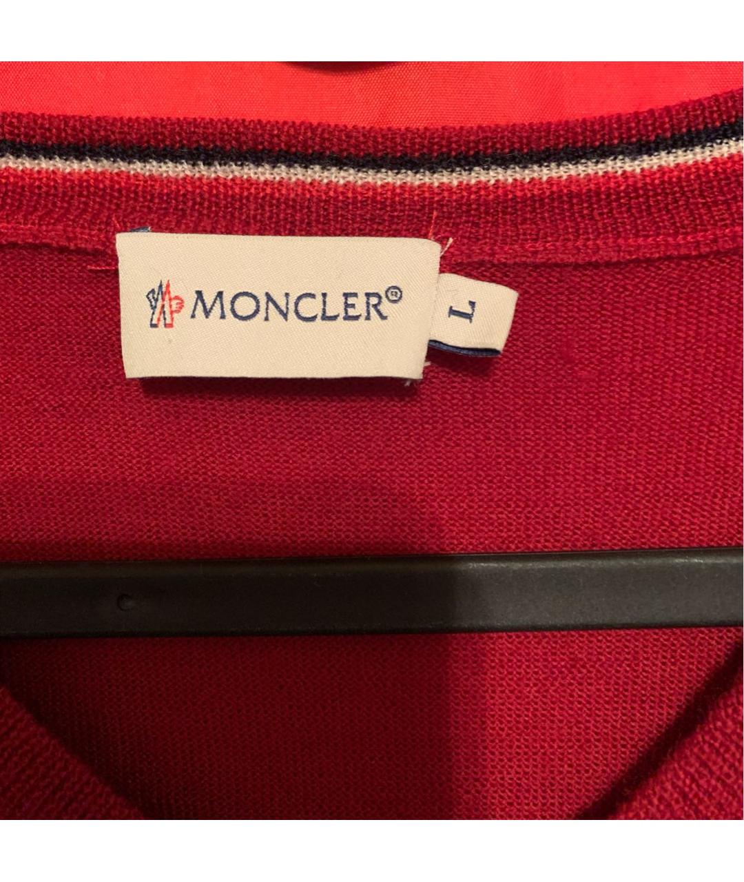 MONCLER Красный шерстяной джемпер / свитер, фото 3